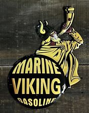 VIKING MARINE Gasoline Embossed Metal Marina Sign, 15.5” x 12” picture