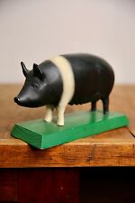 Vintage Hampshire Pig countertop wood display farm hog model figure butcher RARE picture
