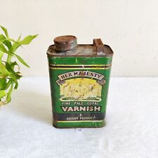 1950s Vintage Her Majesty Fine Pale Copal Varnish Advertising Tin Can Rare T419 picture