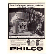 1959 Print Ad Philco Portable Television w/Remote Slim Light Compact & Safari picture