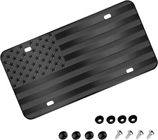 American Flag License Plate, Black Front Flag License Plates with 4 Holes,Custom picture
