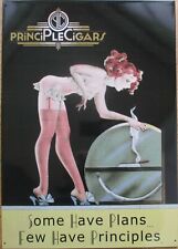 Art Deco 1940s Pinup Girl 'Principle Cigars' Tin Advertising Sign - Risque picture