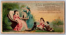 Ayer's Sarsaparilla Victorian Trade Card Women Relax Outdoors w/ Kids & Dog picture