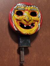 Vintage Halloween Tin Noisemaker Toy Jack-O'-Lantern Witch Scary Face picture