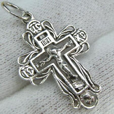 925 Sterling Silver Cross Pendant Crucifix Openwork Filigree Prayer Scripture picture