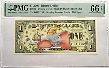 2005 $1 DUMBO DISNEY DOLLAR Bar Code PMG 66 Gem Uncir D World Serial D1411215 7E picture