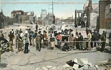 Weidner Postcard 247 San Francisco Earthquake Men Tearing Down Walls, Sansome St picture