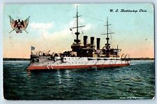 Seaside Oregon OR Postcard US Battleship Ohio US Navy Ship 1910 Posted Antique picture