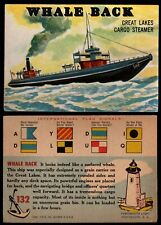 SHIPS, BOATS, WHALE BACK, GREAT LAKES CARGO STEAMER, 1955, TOPPS 132, LIGHTHOUSE picture