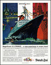 1962 Bob Peak art S S France cruise ship French Line travel retro print ad LA40 picture