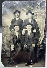 Antique 1869 Tintype Bush Whackers Posse After Jessie James Gang Smoking Cigars picture