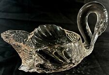 Vintage Pressed Clear Purple Hue Glass Swan Candy Dish/Bowl 8.5” L 5.5” T 5.5” W picture