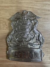 Rare Obsolete Unmarked York Pa Department Captain Template Badge “Action” picture