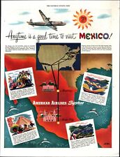 1946 Original Esquire Art WWII Era AD for American Airlines System Mexico e9 picture
