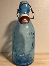 Vtg 60’s Thatcher's Dairy Embossed Milk Bottle Pat.1884 Turquoise Glass 1 Qt picture