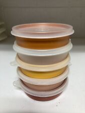 VTG Tupperware Small Wonders Cereal Storage Bowls Harvest Colors Set of 5 W/ Lid picture