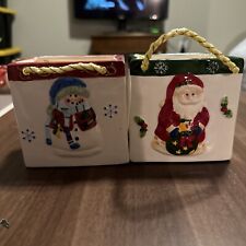 Dolomite Gift Bag Santa Claus And A Snowman Ceramic picture