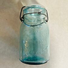 Vintage J.E. Taylor Pure Food, Santa Ana California CA Quart Aqua Glass Jar RARE picture