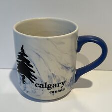 Calgary Canada Coffee Tea Mug Ceramic Cup Creme & Blue W/Pine Tree 16oz picture