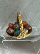 Franklin Mint Faberge Purple & Gold Egg Basket With 9 Eggs “Spring Egg Basket” picture