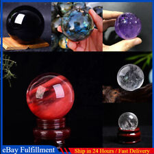 Natural Quartz Crystal Ball Colorful Rock Sphere W/ Stand Chakra Home Decor US picture