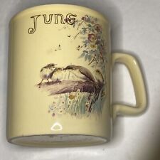 Ceramic month of June 1977 Web and Bower mug Mama And Baby Birds Vintage picture