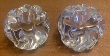 Set of 2 Signed DAUM FRANCE Wavy Crystal Taper Candlestick Holders picture
