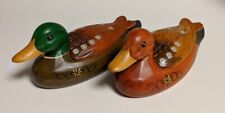 Vintage Japanese Wooden Ducks (Pair), Duck & Mallard; Hand-Painted & Stamped picture
