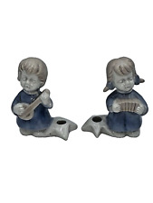 VTG Lot Of 2 Little Musical Girl Candle Holders By Colonial Candle Cape Cod picture