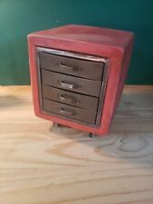 Vintage Small  Industrial Metal / Wood 4 Drawer  Parts Storage Cabinet  Light  picture