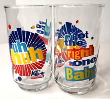Diet Pepsi Glasses Uh Huh You Got The Right One Baby 2 Piece VTG Ray Charles picture