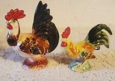 Lot of 2 Vintage Chickens Roosters Farmhouse Figurine Country Décor 5x4 & 3x4 picture