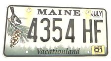 Maine License Plate 2001 Vacationland 4354 HF Bird Pine Tree picture