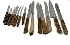 14 Vintage Stainless Steel Knives Japan Wood Handles Different Sized Blades picture
