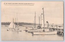 Postcard New York Shelter Island Yacht Club Dock Boats Sailing 1946 picture