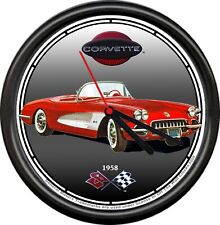 Licensed 1958 Red Corvette Convertible Chevrolet General Motors Sign Wall Clock picture