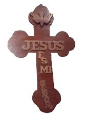 Vintage Religious Hand Made Wood Spanish Cross Jesus Es Mi Senor  1960's picture