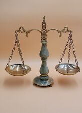 Scales Of Justice Ornamental Art Green Onyx & Brass Balance Scale picture