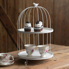 Birdcage Display Tray in white metal - Two Tier picture