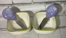 Set of 2 Grape Embossed Jelly Condiment Dishes w/Ceramic Grape Handle Spreaders picture