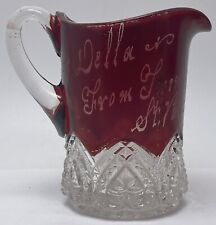 Antique 1909 St Paul Minnesota Fair Souvenir Ruby Flash Glass Creamer picture