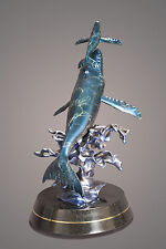 Gorgeous Bronze Humpback Whale Sculpture Figurine Statue Aquatic Ocean Marine picture