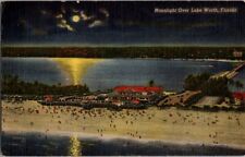 Vintage Postcard Moonlight over Lake Worth FL Florida 1954                 A-268 picture