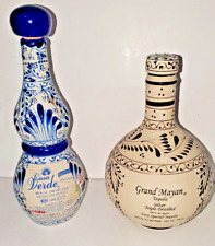 2 Pre Owned Empty Decorative Tequila Bottles Grand Mayan & Casa Verde picture