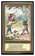 THE CRICKET LE GRILLON FLORIAN TRADE CARD HAND  CUT 1900'S  FRENCH FABLE NICE picture
