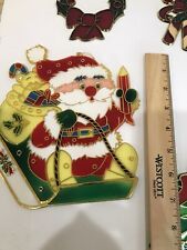 16 christmas themed sun catchers santa-snowman-candy cane-tree-wreath-carolers picture