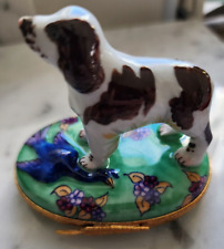 Authentic Artoria Hand Painted Porcelain Limoges Trinket Box-Cocker Spaniel Dog picture