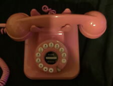 Grand Phone Flash / Redial Retro Pink Orange Rotary Style Corded Vintage picture