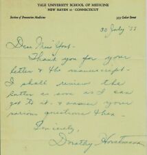 RARE “Epidemiologist” Dorothy M Horstmann Hand Written Letter Dated 1958 COA picture