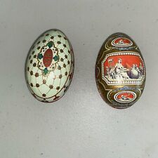Pair of Vintage Vincenzo Faberge Imperial Cameo & 1894 Litho Tin Egg Container picture